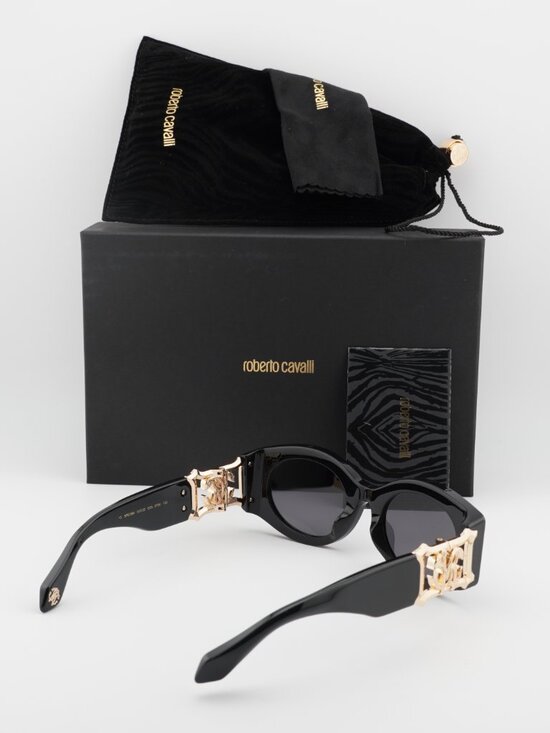 Roberto Cavalli SRC064 0700 Oval Sunglasses - Black / Grey main image 5